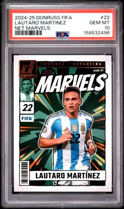 2024-25 PANINI DONRUSS FIFA NET MARVELS #22 LAUTARO MARTINEZ PSA 10 - Image 1