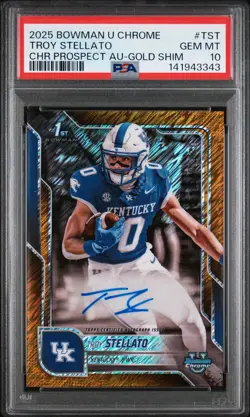 2025 Bowman Chrome U Troy Stellato Auto Gold Shimmer /50 Kentucky PSA 10 - Image 1