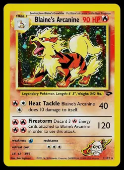 Pokemon Card - Blaine's Arcanine Gym Challenge 1/132 Unlimited Holo Rare - Image 1