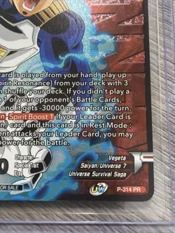 SSB Vegeta Spirit Mentor P-314 WINNER Promo Foil Dragon Ball Super Card | NM - Image 5