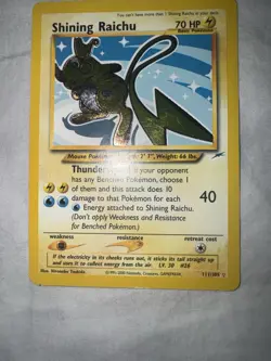 Pokemon TCG Shining Raichu Card Neo Destiny 111/105 Some Damage/good!! - Image 1