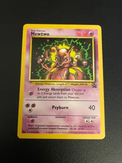 VINTAGE POKEMON BLACK STAR PROMO CARD - #14 MEWTWO (WOTC) NM - Image 1
