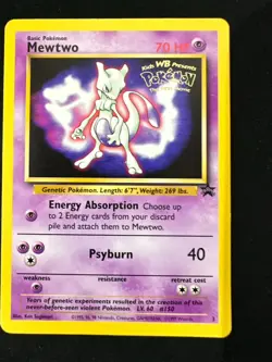 1999 Pokemon TCG Mewtwo #3 Kids WB Stamped Movie Promo Card Black Star - Image 1