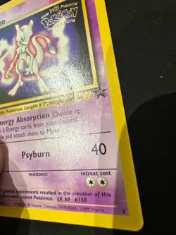 1999 Pokemon TCG Mewtwo #3 Kids WB Stamped Movie Promo Card Black Star - Image 2