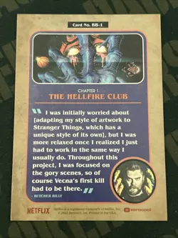 2022 Topps Zerocool STRANGER THINGS #BB-1 The Hellfire Club Billy Butcher Artist - Image 2