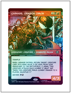 1x Carnage, Crimson Chaos, Borderless Art Foil, Spider-Man, Magic, MTG NM - Image 1