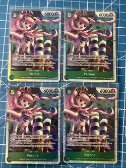 One Piece CCG Perona The Azure Sea's Seven SR Foil OP14-033 NM play set x4 - Image 1