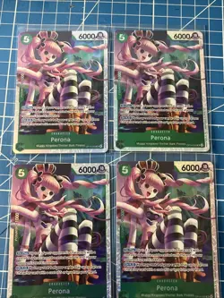 One Piece CCG Perona The Azure Sea's Seven SR Foil OP14-033 NM play set x4 - Image 2