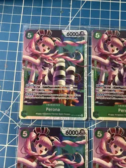 One Piece CCG Perona The Azure Sea's Seven SR Foil OP14-033 NM play set x4 - Image 3