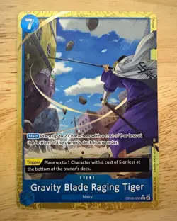 Bandai One Piece CCG Gravity Blade Raging Tiger OP06-058 Event Rare Alt Art - Image 1