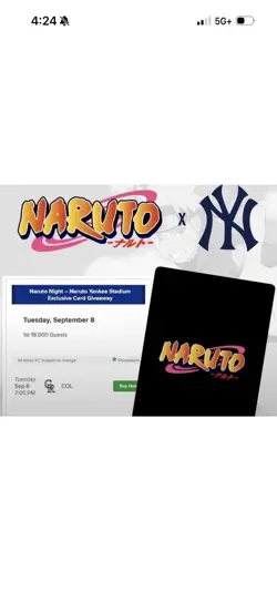 Naruto X Yankees TCG Promotional Card - Bandais PRESALE SEPTEMBER 8 - Image 1