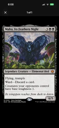 Maha It’s Feather Night Promo Stamp Bloomburrow Nm Pack Fresh - Image 1