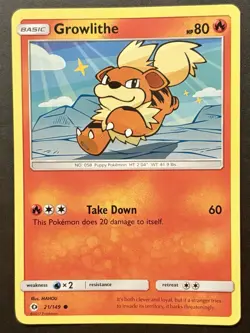 Growlithe 21/149 Sun & Moon Regular Common Pokemon Card NEAR MINT - Image 1