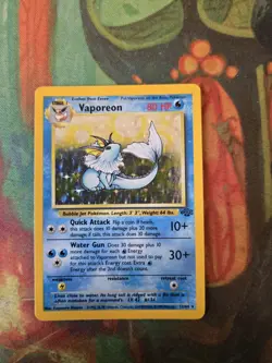 Pokemon Fossil TCG Vaporeon 12/64 Unlimited Holo Rare - Image 1