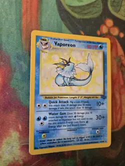 Pokemon Fossil TCG Vaporeon 12/64 Unlimited Holo Rare - Image 3