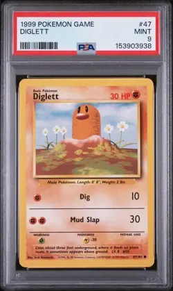 1999 POKEMON BASE SET UNLIMITED #47 DIGLETT PSA 9 MINT - Image 1