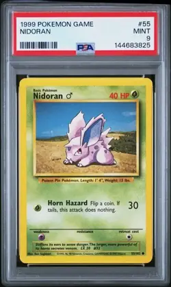 1999 POKEMON GAME BASE SET UNLIMITED 55 NIDORAN PSA 9 MINT - Image 1