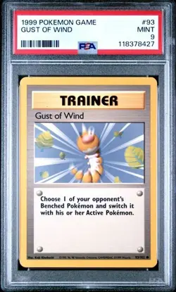 1999 POKEMON GAME 93 GUST OF WIND TRAINER PSA 9 MINT BASE SET UNLIMITED - Image 1