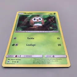 Pokemon SM Base Set Cosmo Holo Rowlet #9/149 Common - Image 3