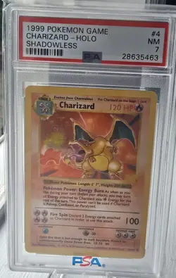 1999 POKEMON BASE SET SHADOWLESS #4 CHARIZARD -HOLO PSA 7 -SHIP FAST 🔥 - Image 2