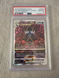 POKEMON SWORD & SHIELD CROWN ZENITH SAMUROTT VSTAR GG52 FULL ART PSA GEM 10 - Image 1
