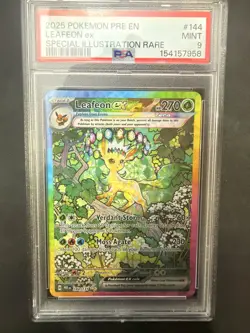 Pokemon Leafeon Ex Prismatic Evolutions Special Illustration Rare #144 PSA 9 - Image 1