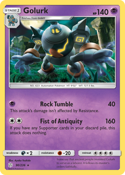 Golurk 90/236 Rare Cosmic Eclipse Pokemon Reverse Holo Near Mint - Image 2