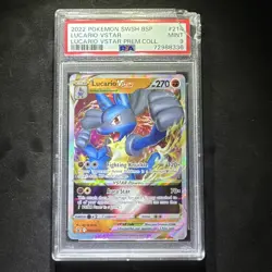 2022 Pokemon Black Star Promo Lucario VSTAR SWSH214 PSA 9 Mint *Cracked* - Image 1