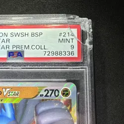 2022 Pokemon Black Star Promo Lucario VSTAR SWSH214 PSA 9 Mint *Cracked* - Image 2