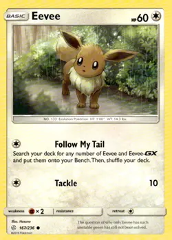Eevee 167/236 Common Cosmic Eclipse Pokemon Near Mint - Image 1