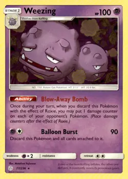 Weezing 77/236 Rare Cosmic Eclipse Pokemon Near Mint - Image 1