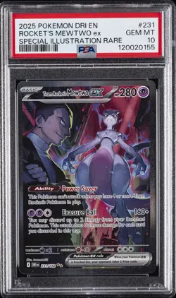 2025 POKEMON DRI EN-DESTINED RIVALS #231 TEAM ROCKET'S MEWTWO EX PSA 10 - Image 1