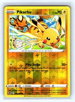Pikachu 049/195 Common Silver Tempest Pokemon Reverse Holo Near Mint - Image 1