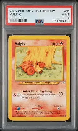 2002 POKEMON NEO DESTINY #91 VULPIX PSA 9 - Image 1