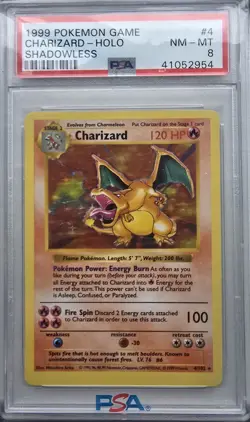 PSA 8 Charizard Shadowless Base Set 1999 Pokemon Holo 4/102 NM/MT 🔥 🔥 🔥 - Image 1