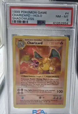PSA 8 Charizard Shadowless Base Set 1999 Pokemon Holo 4/102 NM/MT 🔥 🔥 🔥 - Image 2