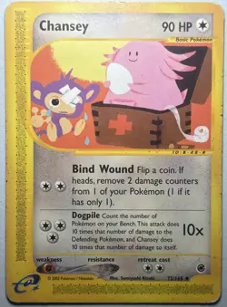 Chansey 072/165 Expedition Base Set Regular MP/HP Vintage Pokemon TCG Card - Image 1