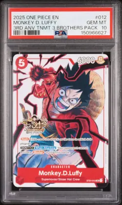 2025 ONE PIECE 3RD ANNIVERSARY TOURNAMENT 3 BROTHERS MONKEY D. LUFFY PSA 10 - Image 1