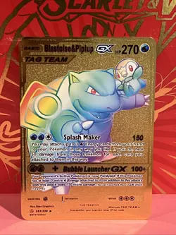 Pokemon Inspired Metal Card Blastoise & Piplup GX For Gift / Display - Image 1