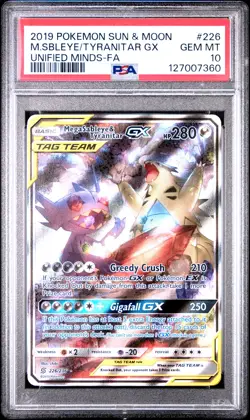 POKEMON SUN & MOON UNIFIED MINDS FULL ART/MEGA SABLEYE & TYRANITAR GX PSA 10 - Image 1