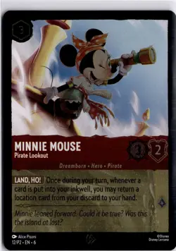 Minnie Mouse Pirate Lookout Promo Lorcana Foil 12/P2 Trading Card TCG Disney - Image 3