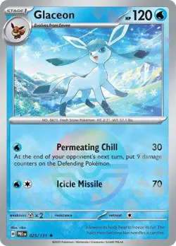 Glaceon Poke Ball 025/131 SV: Prismatic Evolutions Holo Rare Pokemon TCG Card NM - Image 1