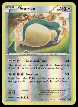 Snorlax 77/124 Rare Fates Collide Pokemon Reverse Holo MP - Image 1