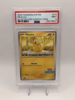 PSA 9 Pikachu Illustration Contest 2024 Promo #214 SVP Pokemon Card - Image 1