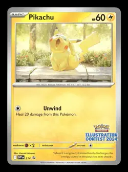 Pikachu 214 Scarlet & Violet Promo Illustration Contest 2024 Non Holo Pokemon LP - Image 1