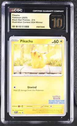 Pokemon Pikachu 214 Illustration Contest 2024 Winner Promo - CGC 10 PRISTINE - Image 1
