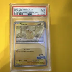 Pokemon TCG Pikachu SVP 214 Illustration Contest 2024 Holo Promo PSA 9 - Image 1