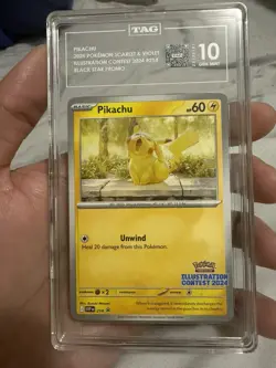 Pokemon TCG 2024 Pikachu Illustration Contest 214 Black Star Promo TAG 10 Gem - Image 1