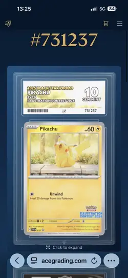 Pokemon Pikachu TCG Card 214 Illustration Contest 2024 Ace 10 Perfect Subs! - Image 4