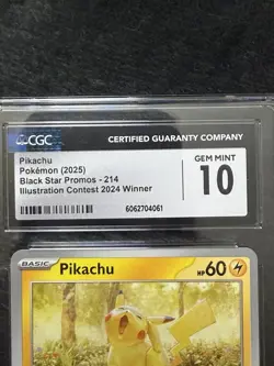Pokemon TCG Pikachu Black Star Promos 214 Illustration Contest 2024 Winner CGC10 - Image 2
